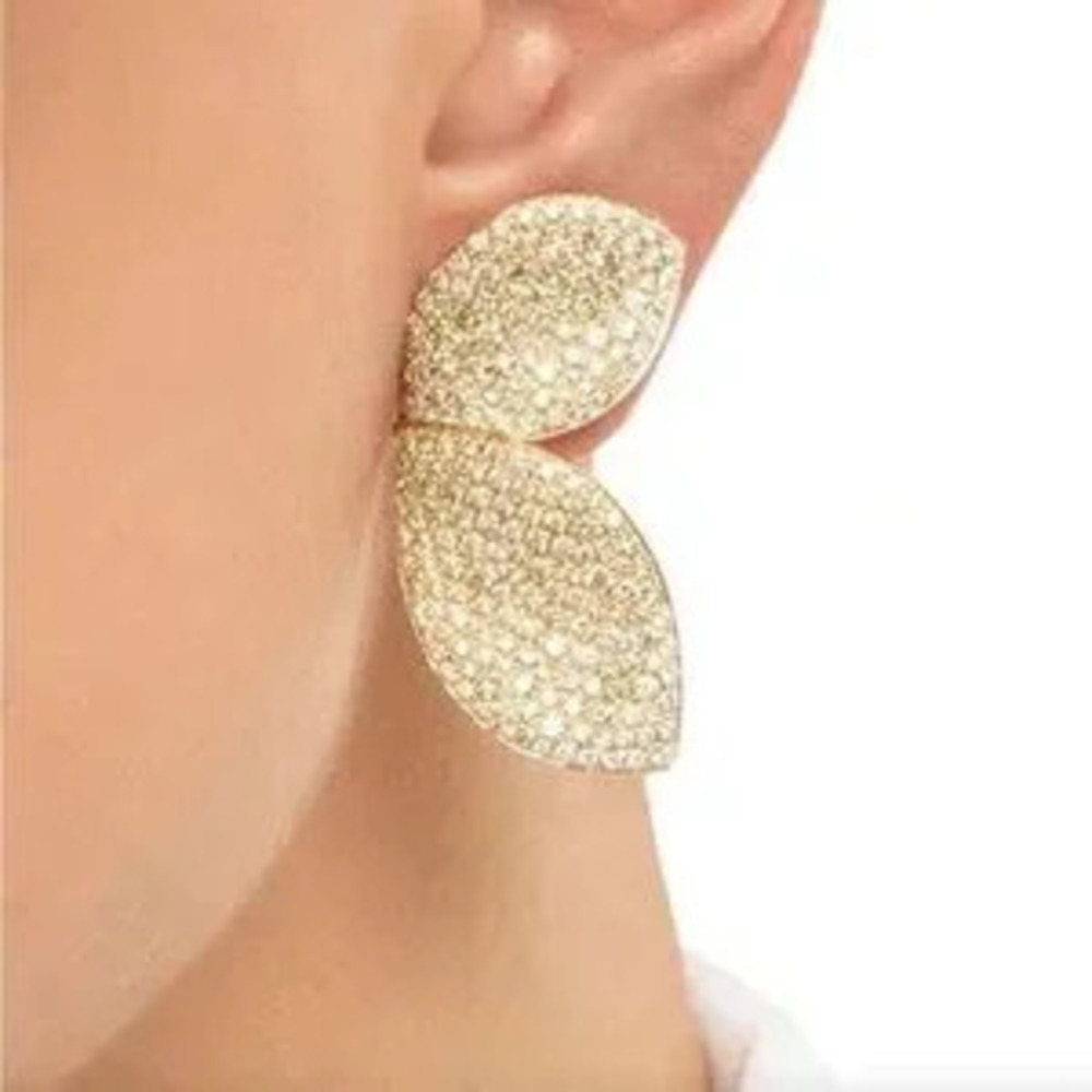 Aurelia Pave Sculpted Leaf Earrings